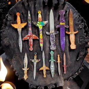 12 Resin Epoxy Daggers or Small Swords. Gothic Decor. Display Swords. Handmade.